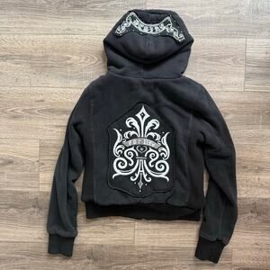 VTG Y2K Hoodie zip up womens hoodie YAG Paradise crest "Desire for life" size M